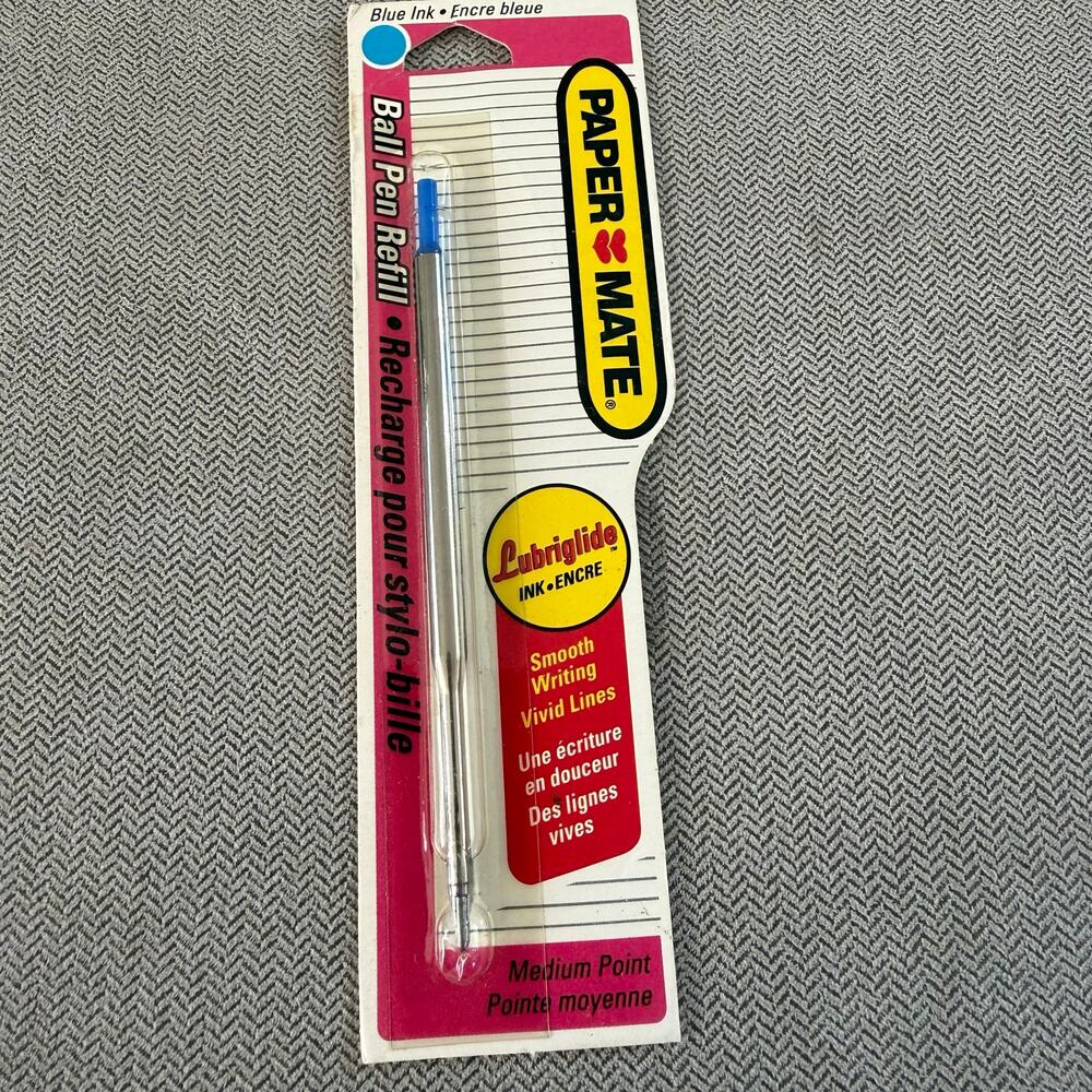 Paper Mate Lubriglide Ballpoint Pen Refill Blue Ink Medium Point New Vintage